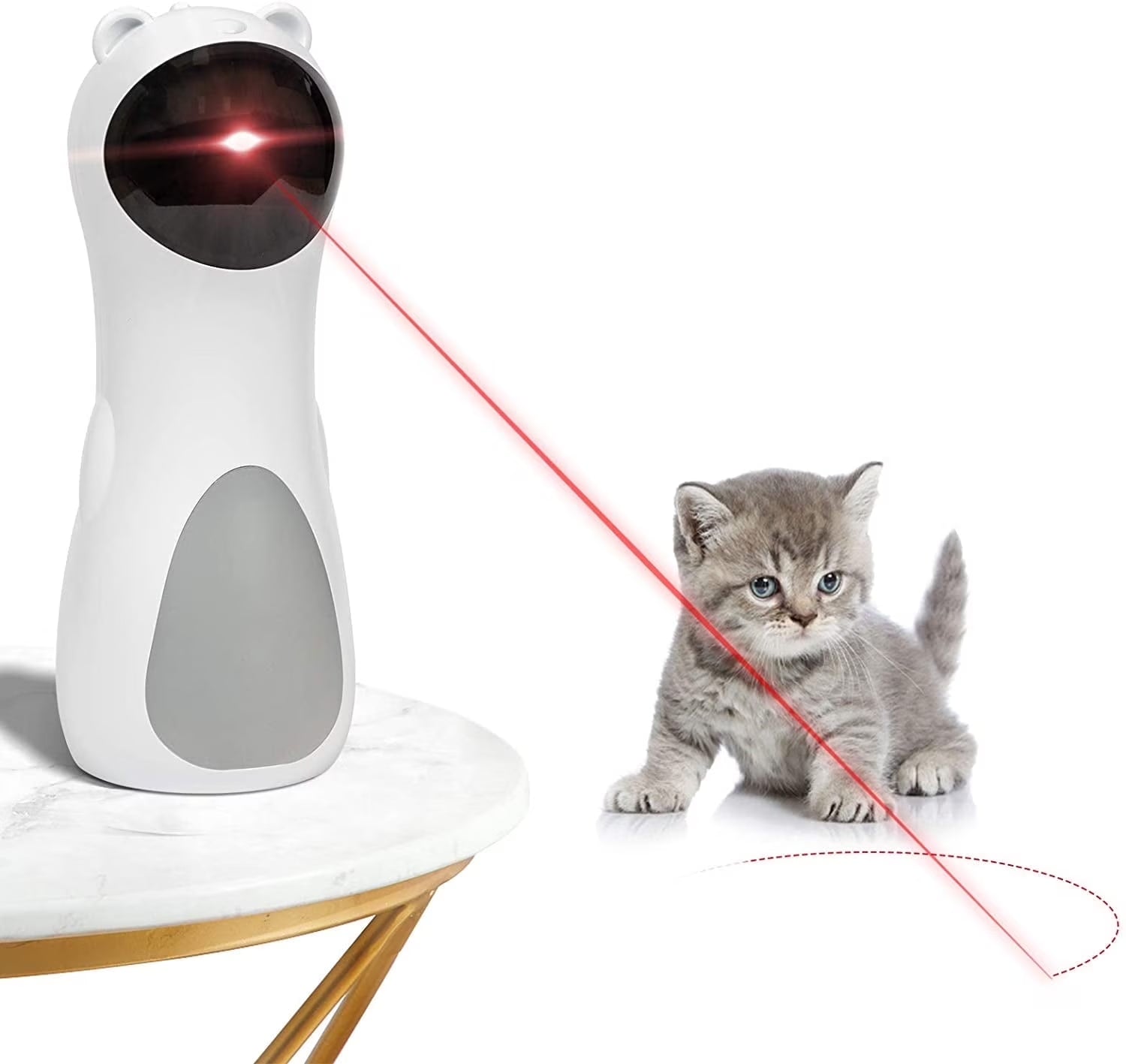 Automatic Cat Laser Toy, Interactive Pet Laser Toys for Indoor Cats and Kittens, 5 Random Patterns, USB Charging or Battery Powered, Random Rotating Light Pet Toy